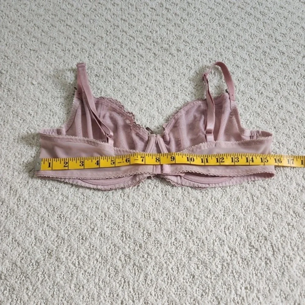 Pink Lace Trim Unlined‎ Underwire Bra Size 42D